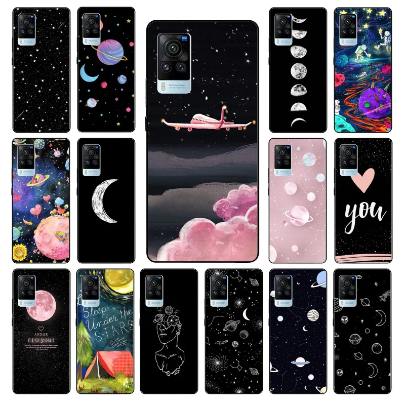 

Moon Stars Space Astronaut Phone Case for VIVO V21e V20 SE V2023 V15 Pro V21 V17 Neo 1819 1915 1907 1906 X60 Pro X51 X50