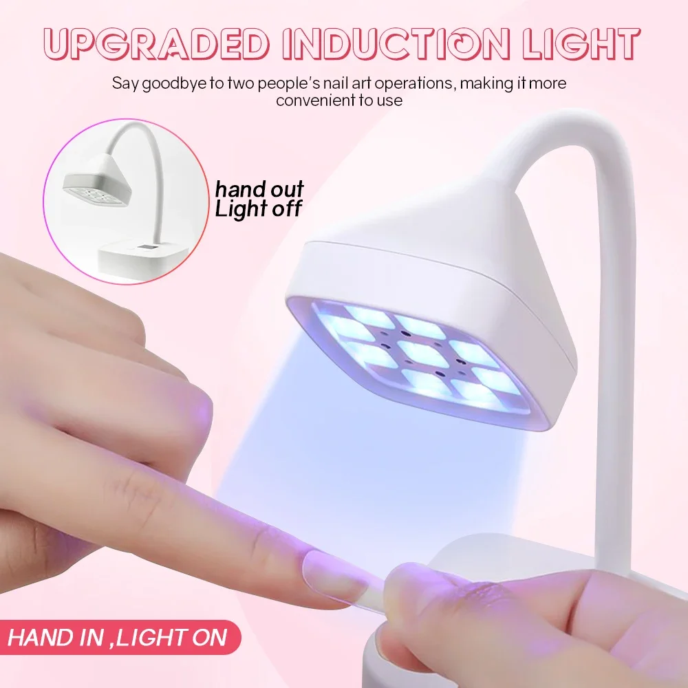 Светодиодная УФ-лампа для ногтей 27 Вт Лампа сушки 360 ° Гибкая перезаряжаемая
