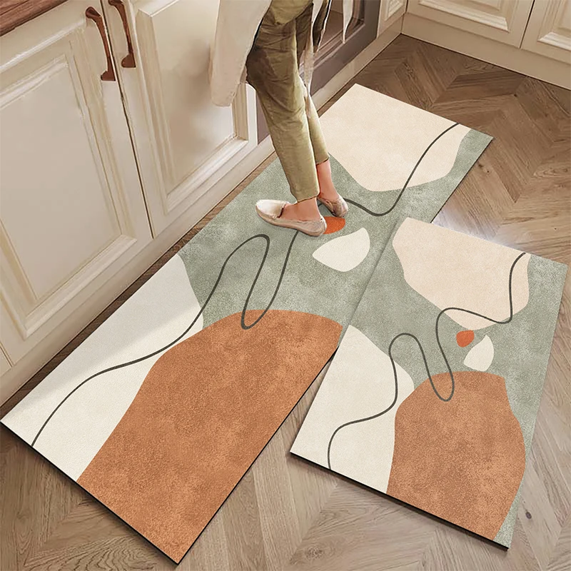 

Kitchen Waterproof Floor Mat Home Decor Luxury Non-slip Carpet Mats PVC Living Room Rug Big Size Entrance Doormat Alfombrar 카페트