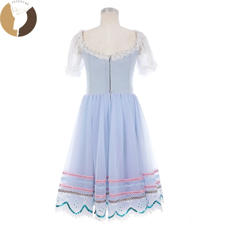 FLTOTURE классическое сине-серое романтическое длинное платье балетная вариация