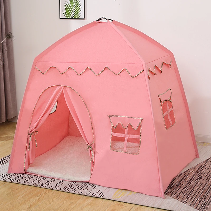 

130*100*130cm Kids Indoor Outdoor Castle Princess Tent Bed Little Castle Princess Oversized House Folding Game Birthday Gifts