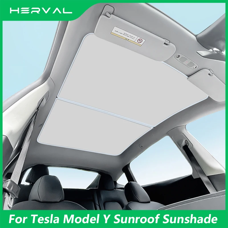 For Tesla Model Y 2021-2023 New Upgrade Ice Cloth Buckle Sun Shades Glass Roof Sunshade Front Rear Sunroof Skylight