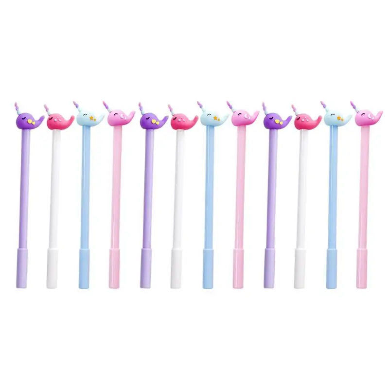 

12pcs Adorable Narwhal Designed Writing Pens Signature Pens Students Stationery
