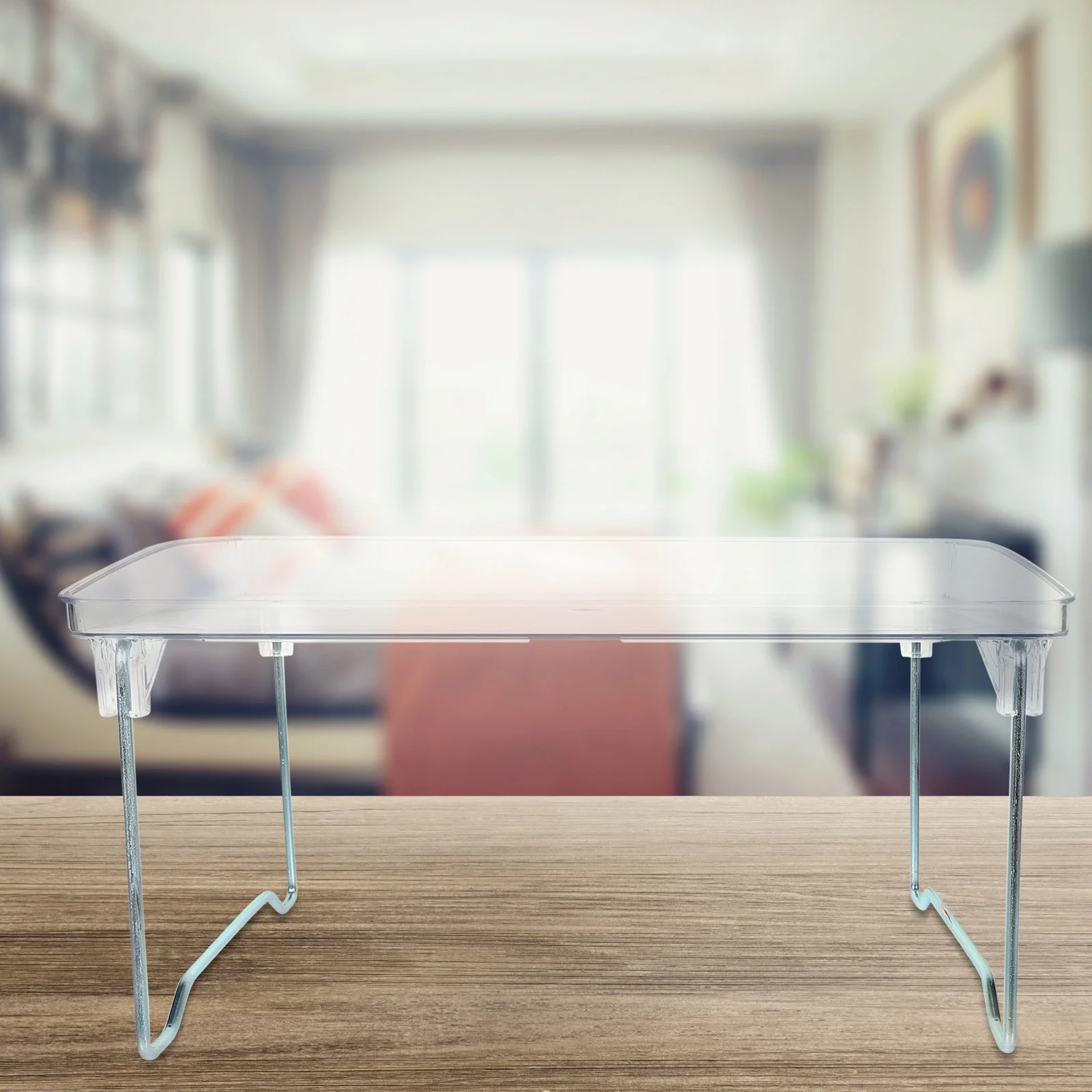

Portable Breakfast Tray Table for Bed with Folding Legs and Clear Acrylic Surface