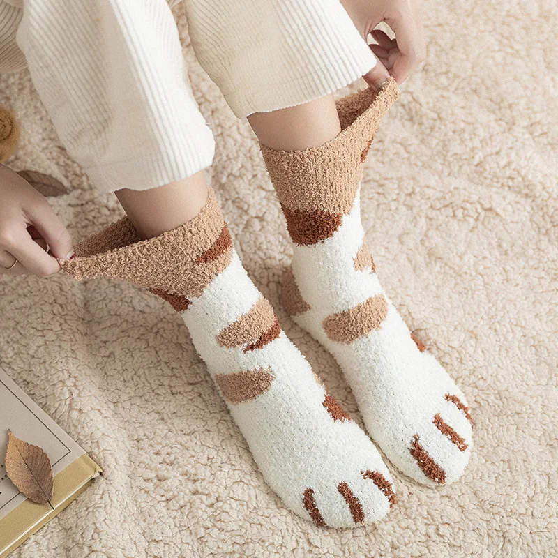 

Breathable Coral Velvet Kids Snow Socks Thickened Warm Plush Floor Socks Cute Cartoon Stockings Middle Tube Children's Socks
