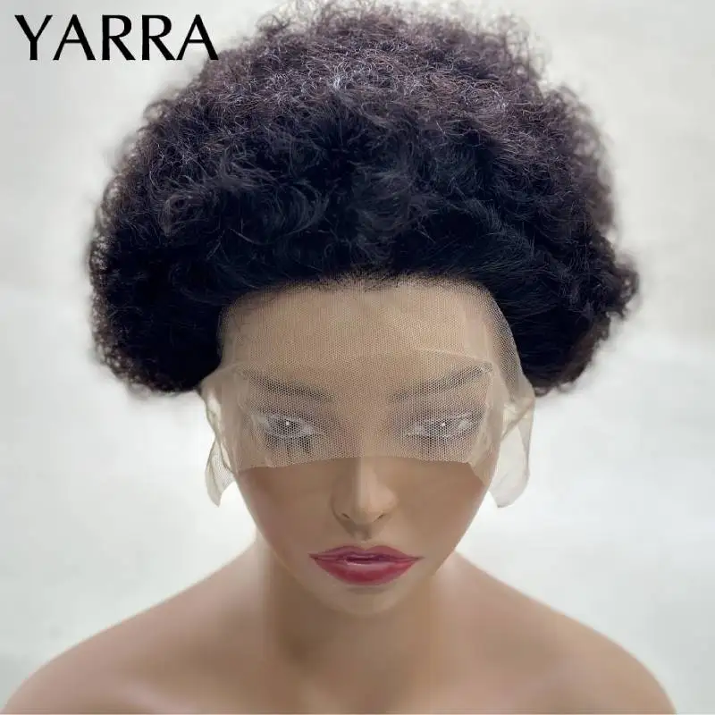 Афро кудрявые вьющиеся человеческие волосы короткие парики вырезанные челкой 13x1