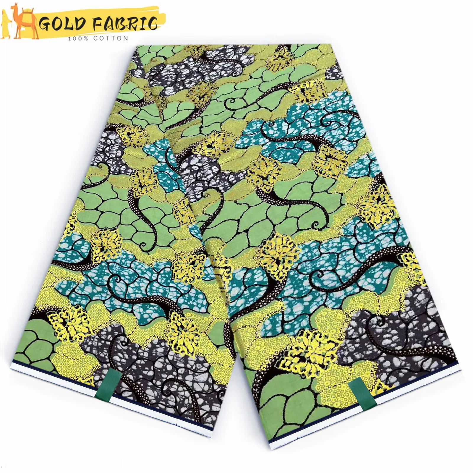 Воск с золотым принтом Pagne гарантированная настоящая африканская восковая ткань