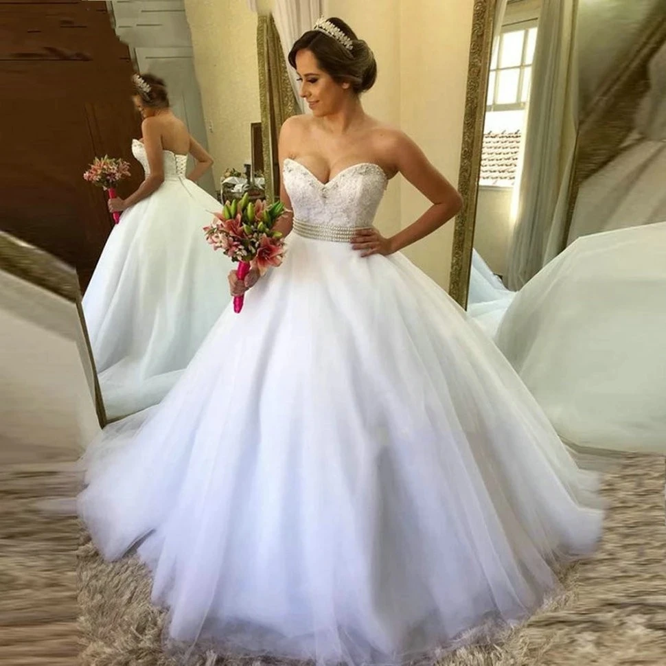 

ANGELSBRIDEP Sweetheart Ball Gown Wedding Gowns Vestido De Noiva Robe De Mariée Custom Made New Women Bridal Dresses