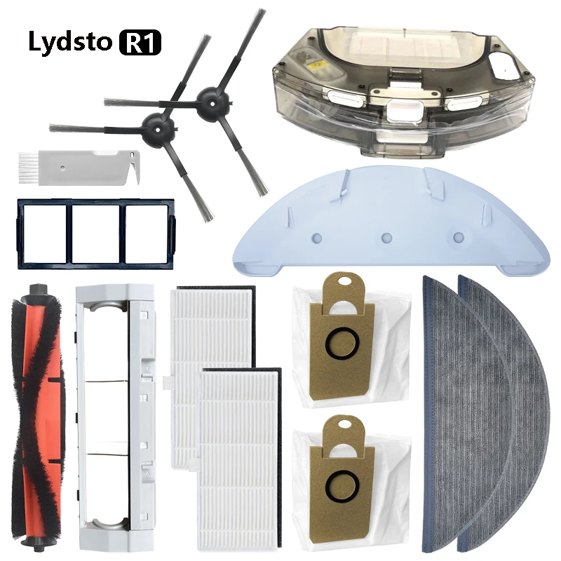 Main / Side Brush Filter Mop Cloth Water Tank Tray Dust Box Dust Bag For XiaoMi Lydsto R1 R1A S1 Robot Vacuum Cleaner Parts