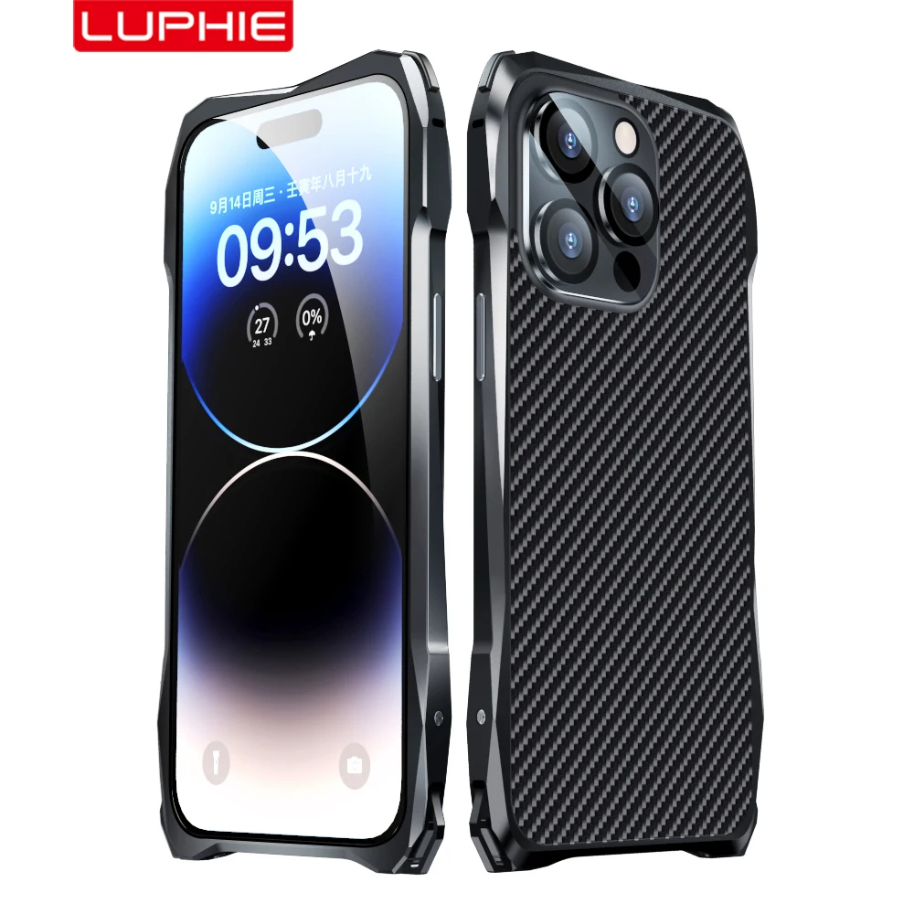 

Luphie металлический бампер для iphone 14 Pro Max, легкая Рамка из алюминиевого сплава 14Plus 13, ударопрочный чехол-накладка + протектор объектива
