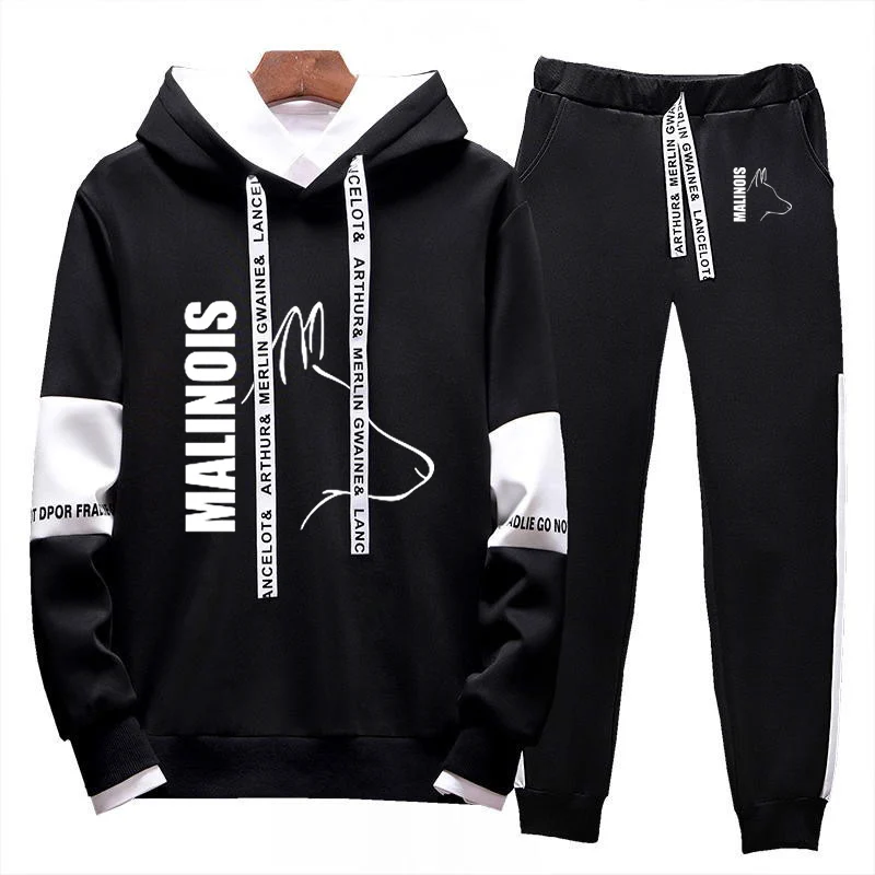 

Silly Dog Belgian Malinois 2022 Men New Autumn Winter 2Pcs Tracksuit Sweatshirts+Pants Pullover Hoodies Sportwear Casual Suits