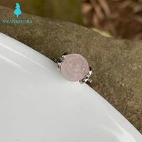 natural stone ross quartz ring female handmade ring jewelry for women gift