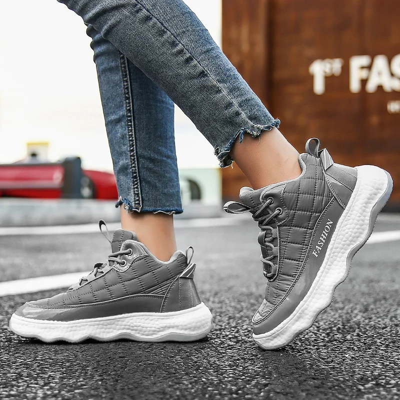 HIKEUP Women Heightened Velvet Cotton Shoes Walking Winter Casual Sports Shoes Warm Women's Shoes Hiking Sports 35-42