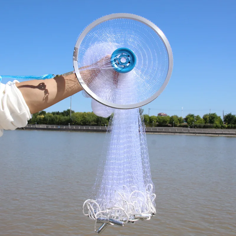 

Casting Net Hand Throwing Net Easy Throwing Aluminum Ring Fishing Net Foldable Frisbee Hand Throwing Net Large Fishing Net
