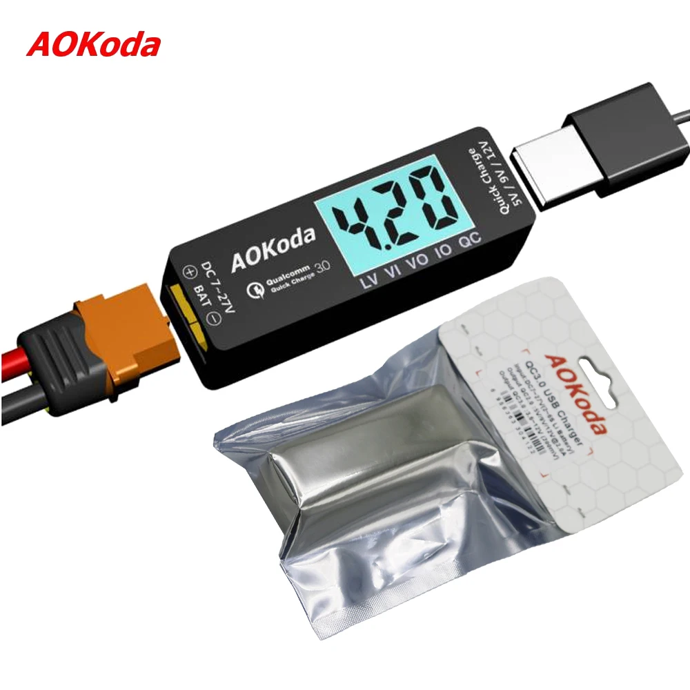 Быстрое зарядное устройство AOKoda QC3.0 литий-полимерный аккумулятор xt60 в USB