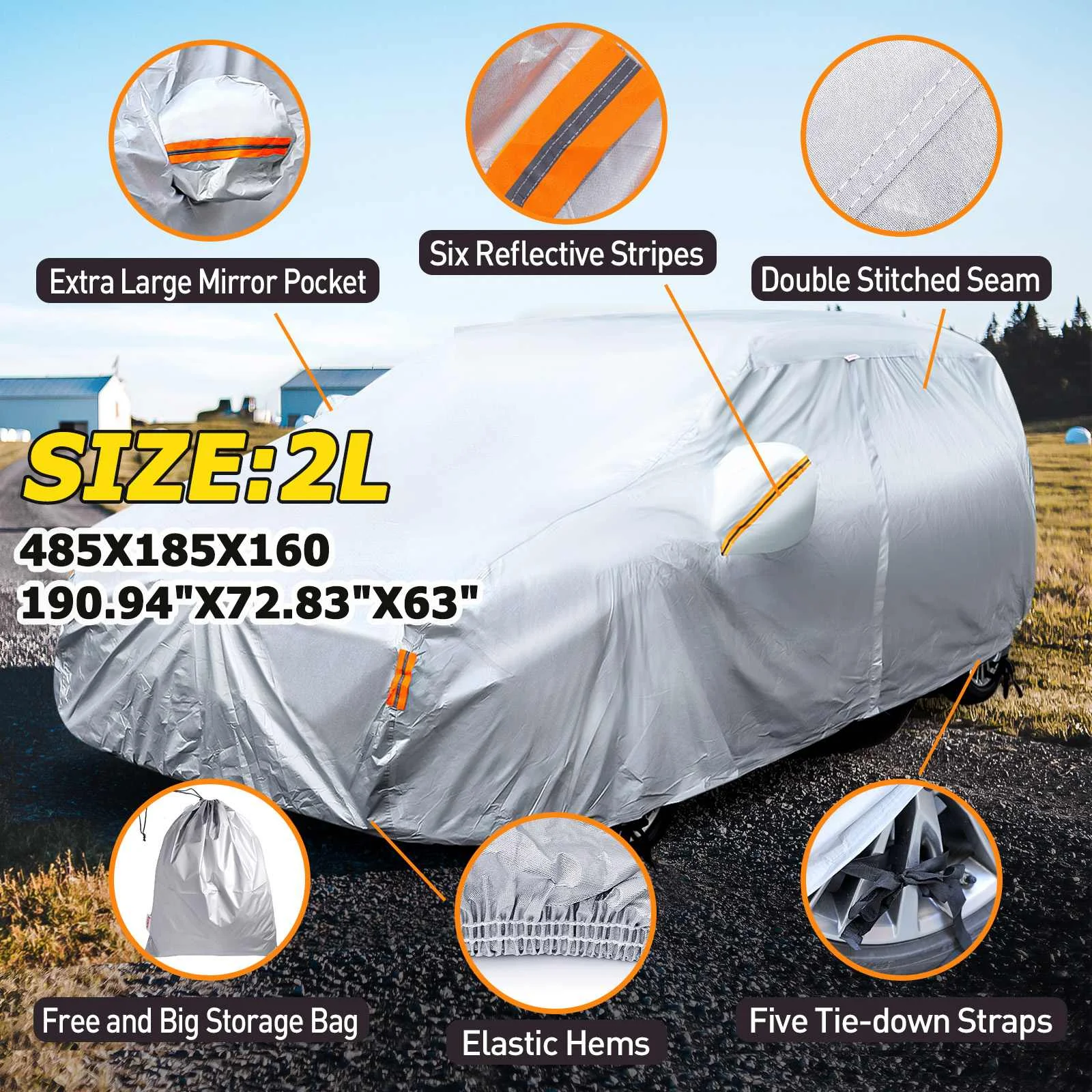 

Audew Universal Car Cover Outdoor Protection Snow Cover Sunshade Dustproof Protection Cover Universal for Hatchback Sedan SUV