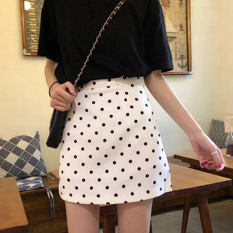 

Polka dot high waist skirt women's 2021 summer new Korean version of the wild loose A-line package hip skirt Medieval dress