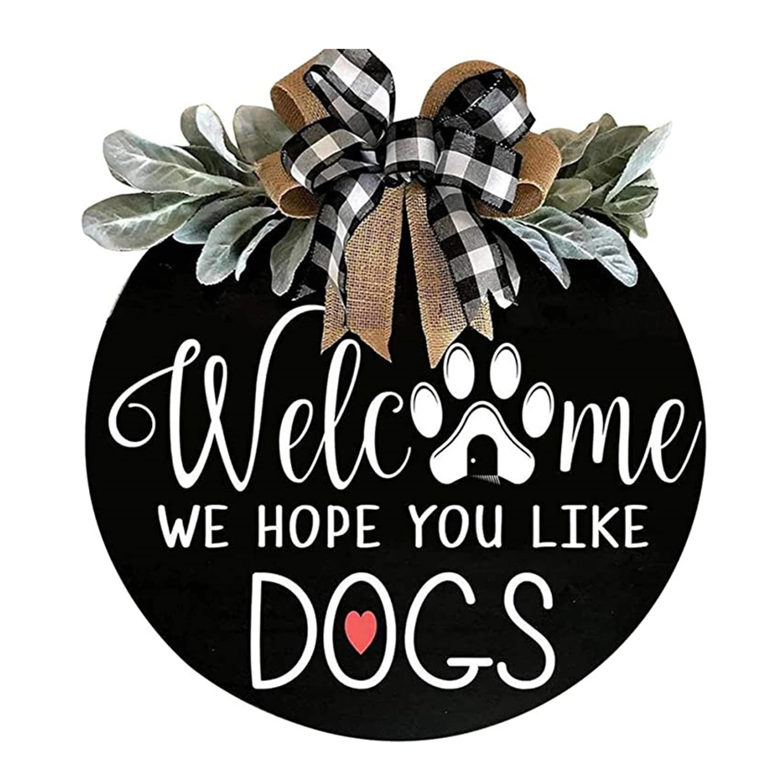 

Farmhouse With Bow Rustic Indoor Outdoor Hanger Gift We Hope You Like Dogs Welcome Sign Home Decoration Round Front Door Porch