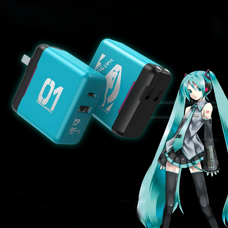 

Official Miku Phone Quick Charge PD 20W QC3.0 Charger Adapter USB Type C Fast Charger For iPhone 13 12 Xiaomi Women Men Gift