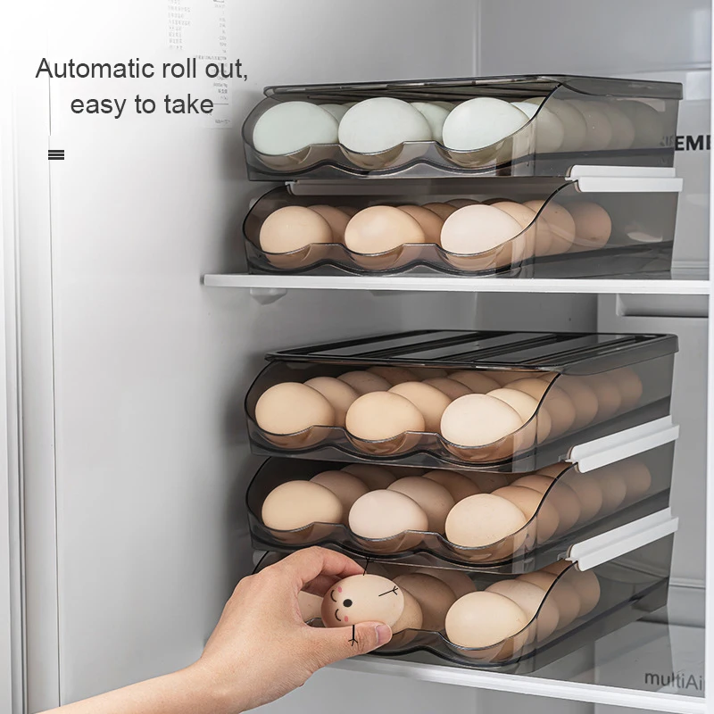 

Plastic Refrigerator Anti-Drop Egg Box Support Stackable Kitchen Accessories Fresh-Keeping Fruit Storage Container
