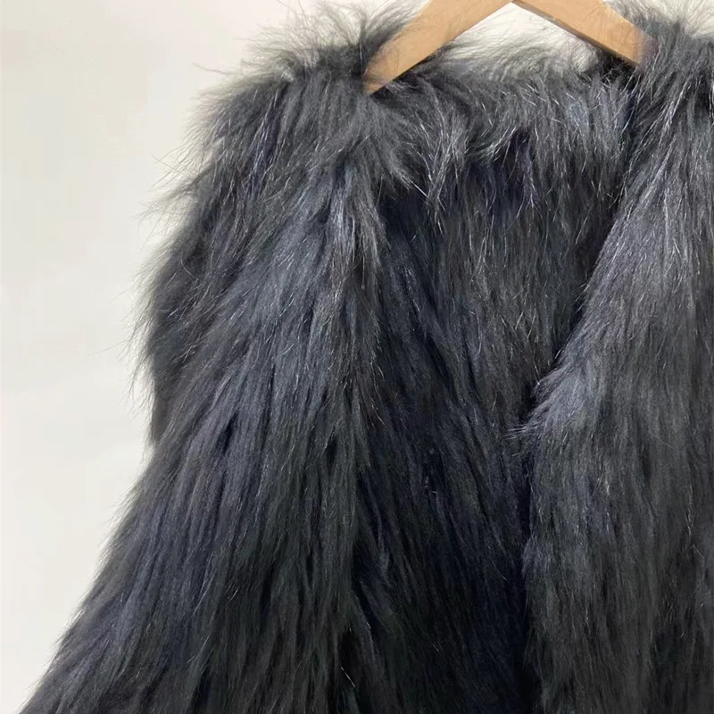 2024 Haining осенне-зимнее двухстороннее Тканое меховое пальто из меха енота с