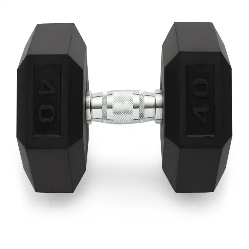 

40lb Rubber Hex Dumbbell, Single
