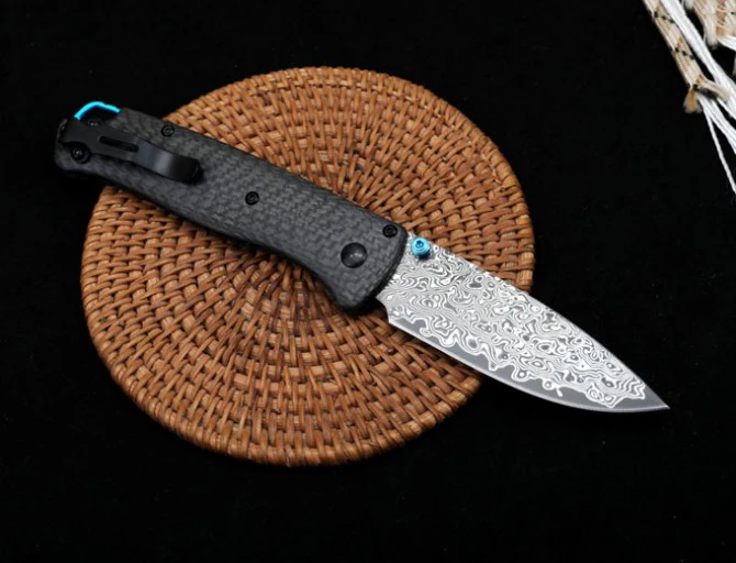 Damascus Steel Blade BM 535 Tactical Folding Knife Carbon Fiber Handle Outdoor Fishing Hunting Survival Knives EDC Tool