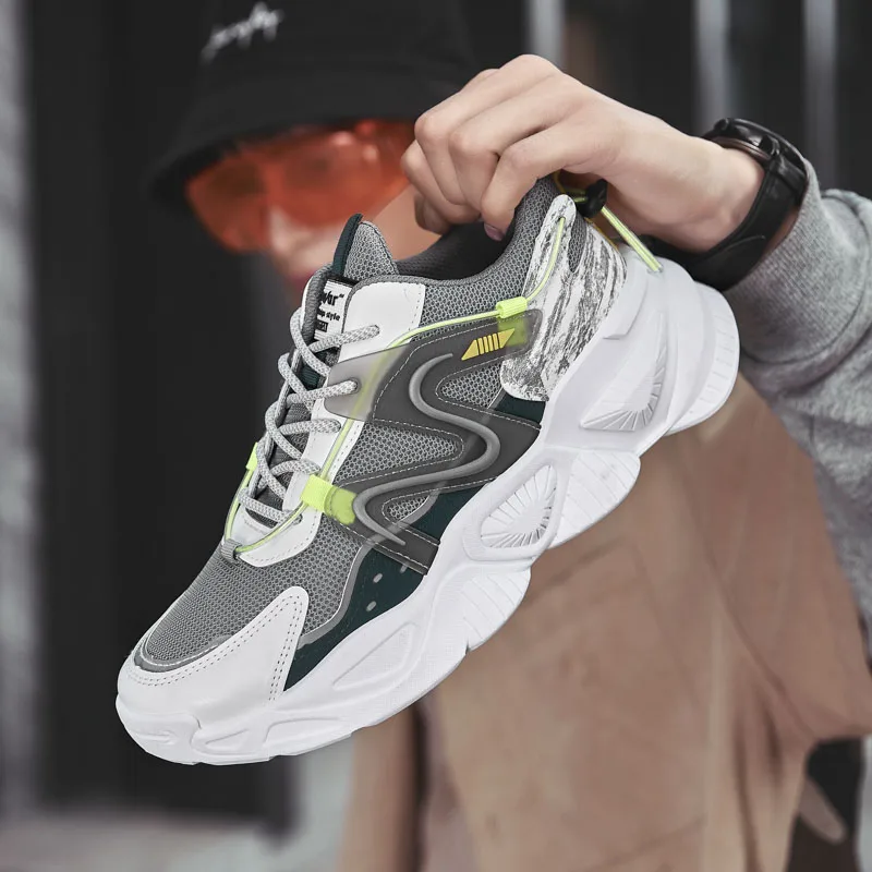 Abhoth Men's Trendy Sneakers Breathable Mesh Running Shoes Height Increasing Cushioning Running Sport Shoes Men's Shoes Light 44