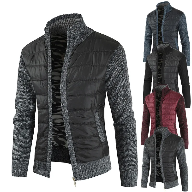

Men's Cardigan Sweater Autumn Winter New Slim Fit Stand Collar Zipper Jacket Men Solid Cotton Thick Warm Jacket Men's Clothing