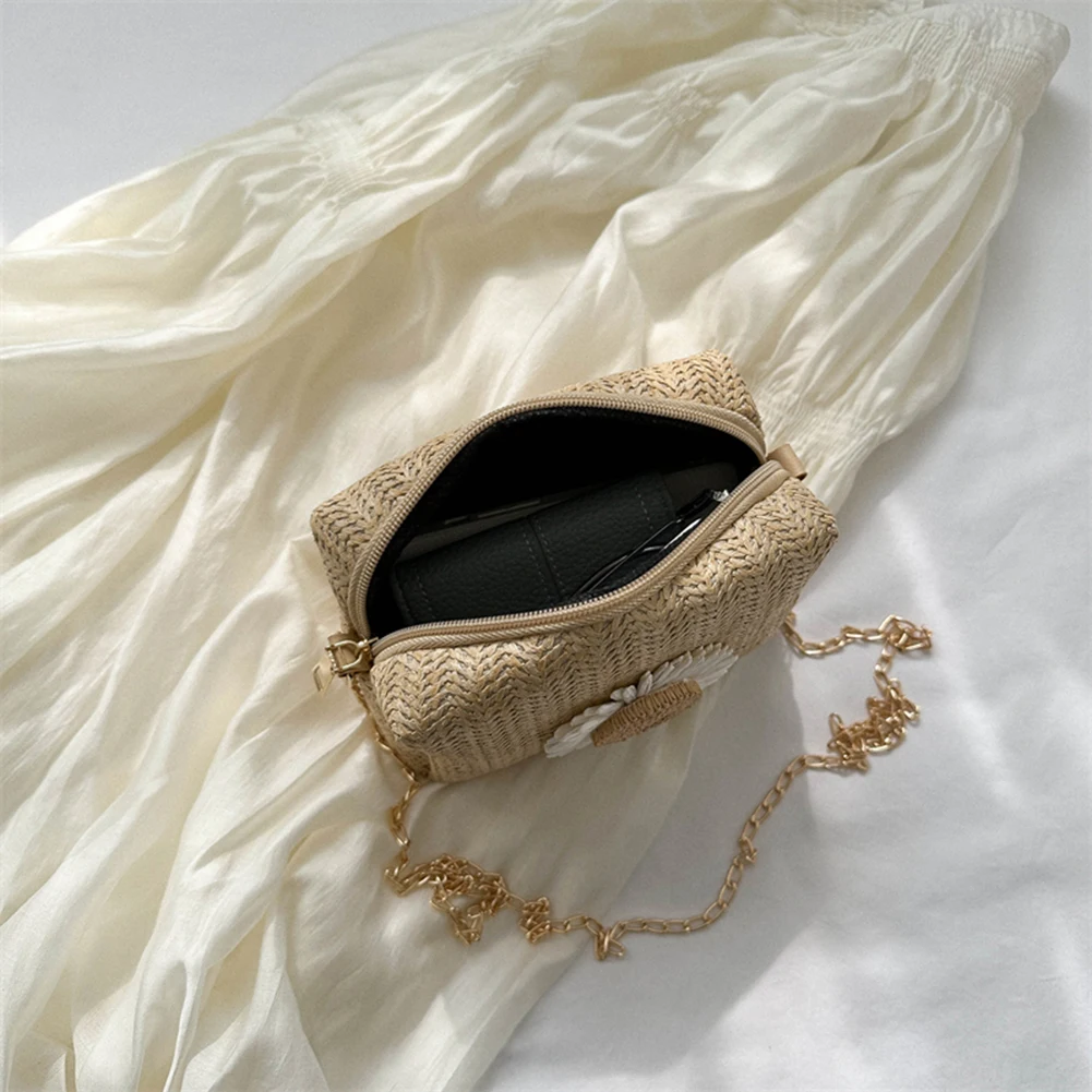 Женская модная сумка через плечо повседневная соломенная на молнии легкая