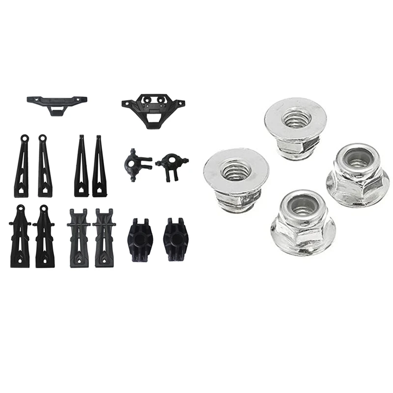 

14 Pcs Front Rear Lower Swing Arm Steering Cup Bumper With Tires Wheels Locknut Nut 25-WJ02 ,For XLH Hosim 9125 RC Car