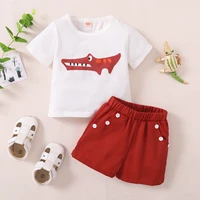 summer baby kids sport casual clothing crocodile printed clothes sets for girls boys costumes cotton baby 2 piece clothes 3 24m