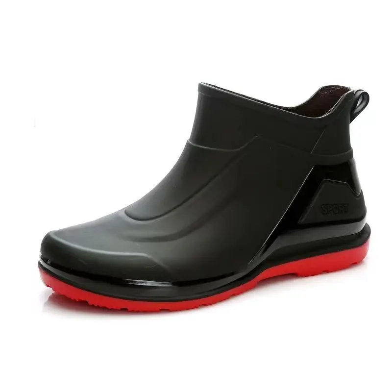 

New Rain Boots Man Rubber Boots Fashion Ankle Boots Round Toe Flat Boots Outdoor Non-slip Waterproof Rain Shoes Men Fishing Boot