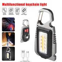 multi function keychain flashlight yellowred blue light mini usb lamp with whistle screwdriver outdoor emergency torch