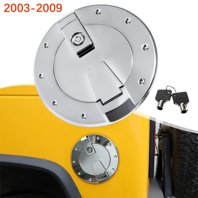 

Barrel Lock Aluminum Exterior Accessories Chrome Locking Fuel Filler Door Gas Cap Auto Tank Cover for Hummer H2 2003-2009