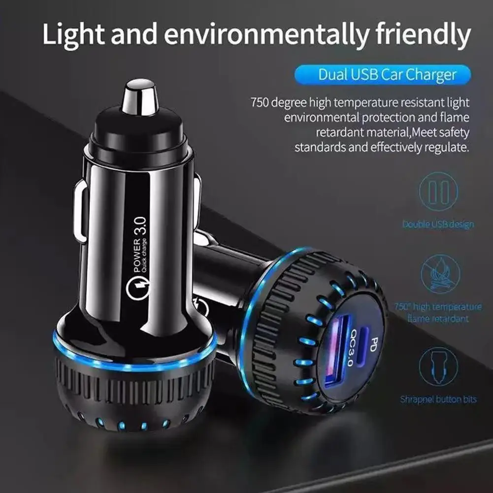 15 Вт QC3.0 USB автомобильная Быстрая зарядка с выходным адаптером PD для автомобиля