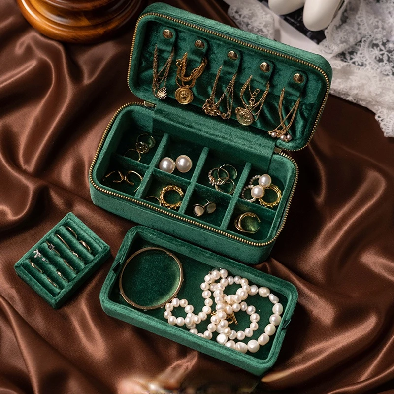 

Flannel Storage Box Upscale Portable Light Luxury Velvet Bag Jewelry Jewelry Box