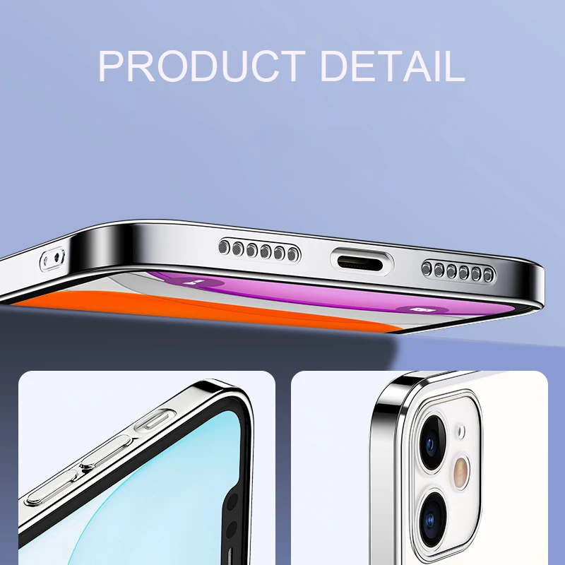 Luxury Square Plating Frame Transparent Case For iPhone 14 Plus 13 11 12 Pro Max Mini X XR XS SE 7 8 Silicone Shockpoof Cover