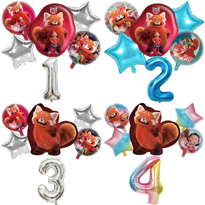 

Disney Turning Red Theme Happy Birthday Party Decorations Aluminum Film Balloons Girls Kids Love Toy Gift Balloons Baby Shower