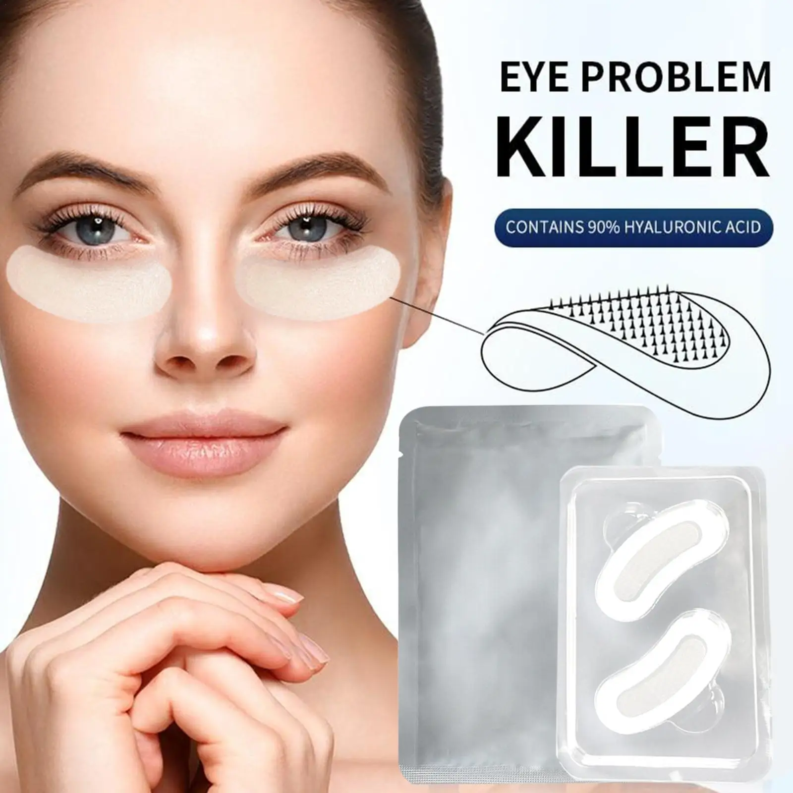 

Eye Stains Hyaluronic Acid Micronedle Eye Pad Moisturize Wrinkles Fine Lines Dark Circle Removal Cosmetics Korean Eye Mask