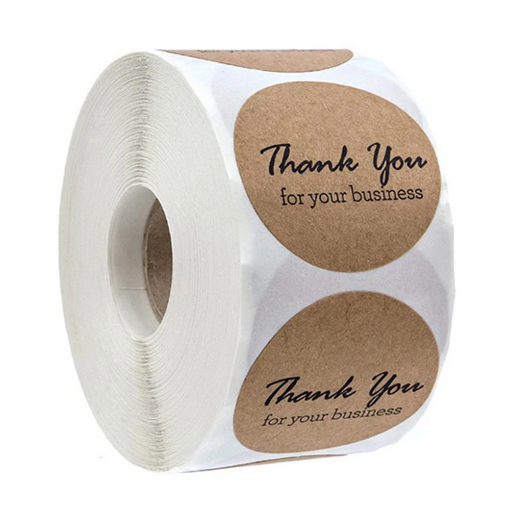 

100-500pcs Kraft Paper Thank You Stickers With Red Heart Handmade Labels Sticker for Business Envelope Sealing Stationery