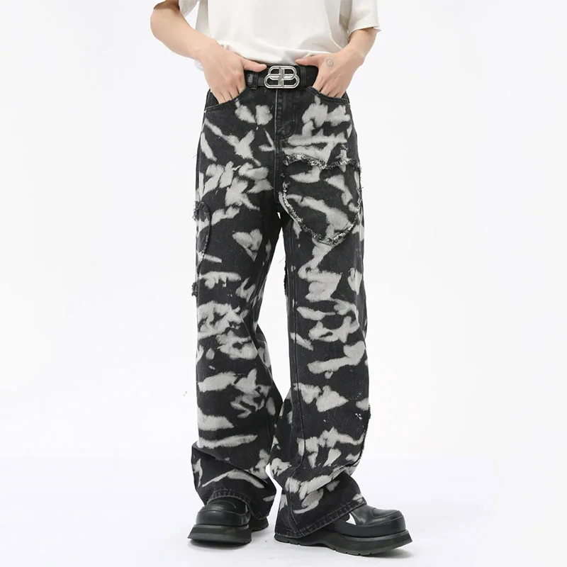 Мужские джинсовые брюки в стиле хип-хоп
