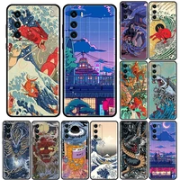 japanese wave anime dragon silicone phone case for huawei p30 p40 p20 p10 lite p50 pro p smart z 2019 soft tpu back cover coque