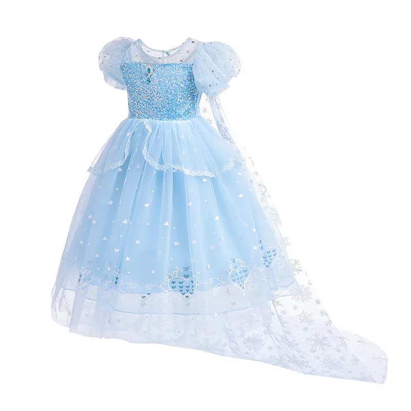 Детское платье Энн и Эльзы Замороженное в милом мультяшном стиле с блестками