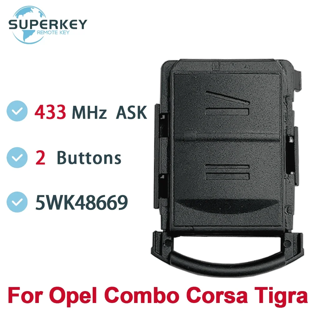 5WK48669 Ключ дистанционного управления без чипа 2 кнопки 433 МГц ASK для Opel Vauxhall Corsa Meriva