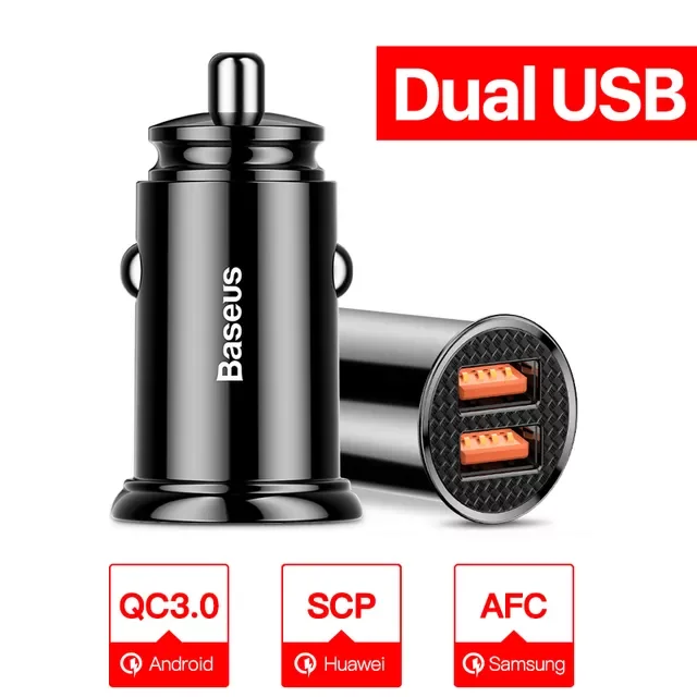 

Dual USB Car Charger 5A Fast Charing 2 Port 12-24V Cigarette Socket Lighter Car USBC Charger for iPhone 12 Power Adapter