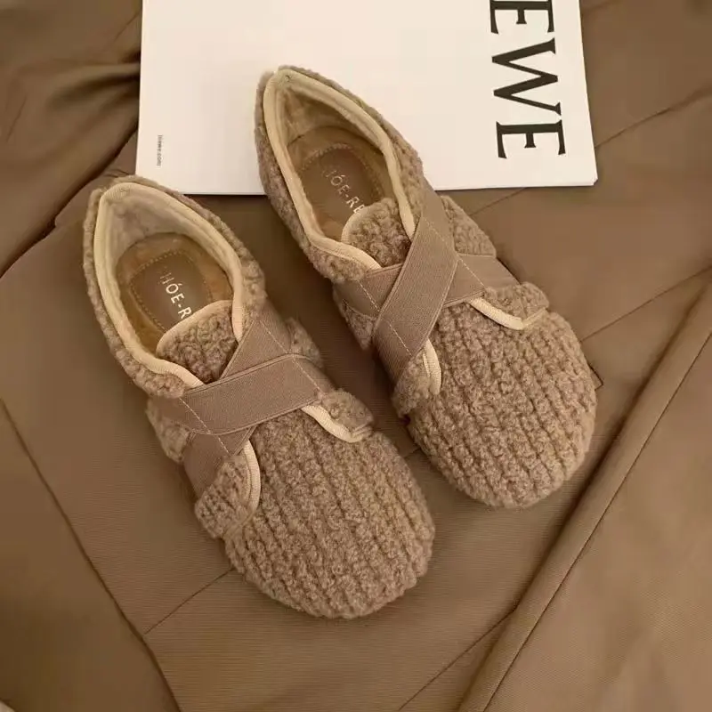

2022 Winter Women Shoes Flat Casual Plush Soft Driving Shoes Fashion Home Outing Women's Vulcanize Walking Shoes Tenis De Mujer