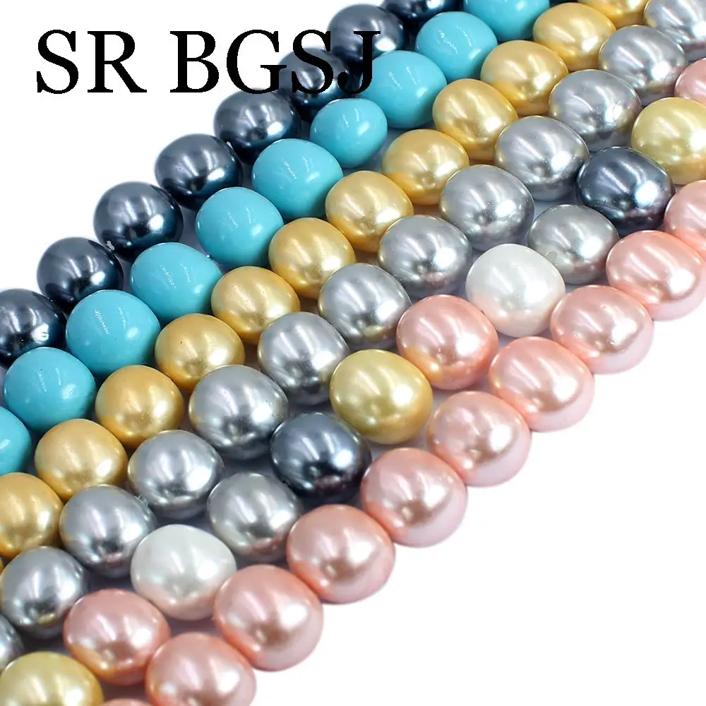 BGSJ 15x12 мм оптовая продажа ювелирных изделий своими руками форма яйца натуральные зеркальные жемчужные бусины 15 дюймов