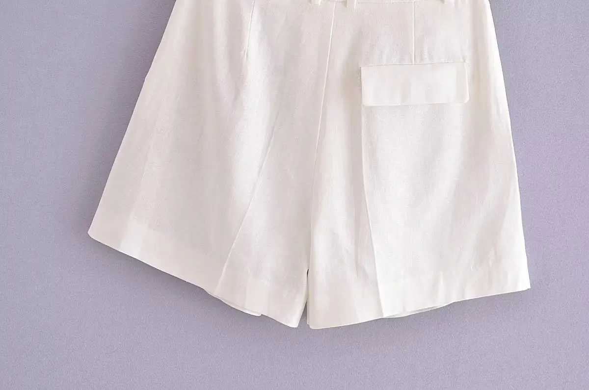 Elmsk French Country Style Retro Loose Bermuda Shorts Solid Color Casual Commuter Shorts Women