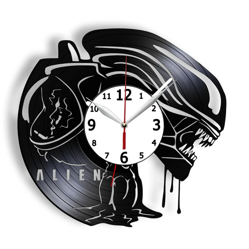 

Часы Alien Xenomorph с виниловой пластиной в стиле приоритет, научные фантастические монстры, домашний декор для комнаты, современный дизайн, наст...